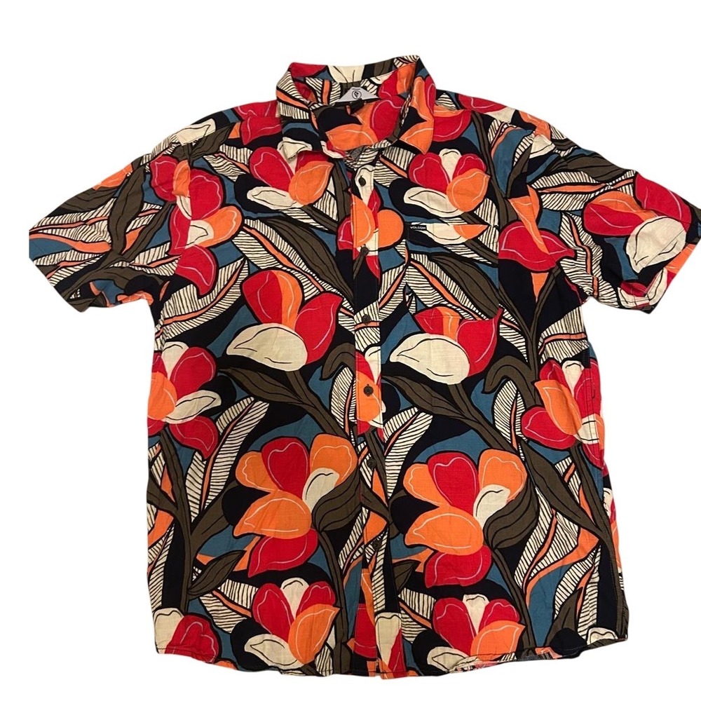 Volcom Button Up Mens XL Multicolor Excellence Floral 18.5x29.5